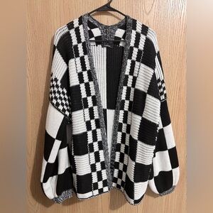 Black and White Checkered Women's Sweater